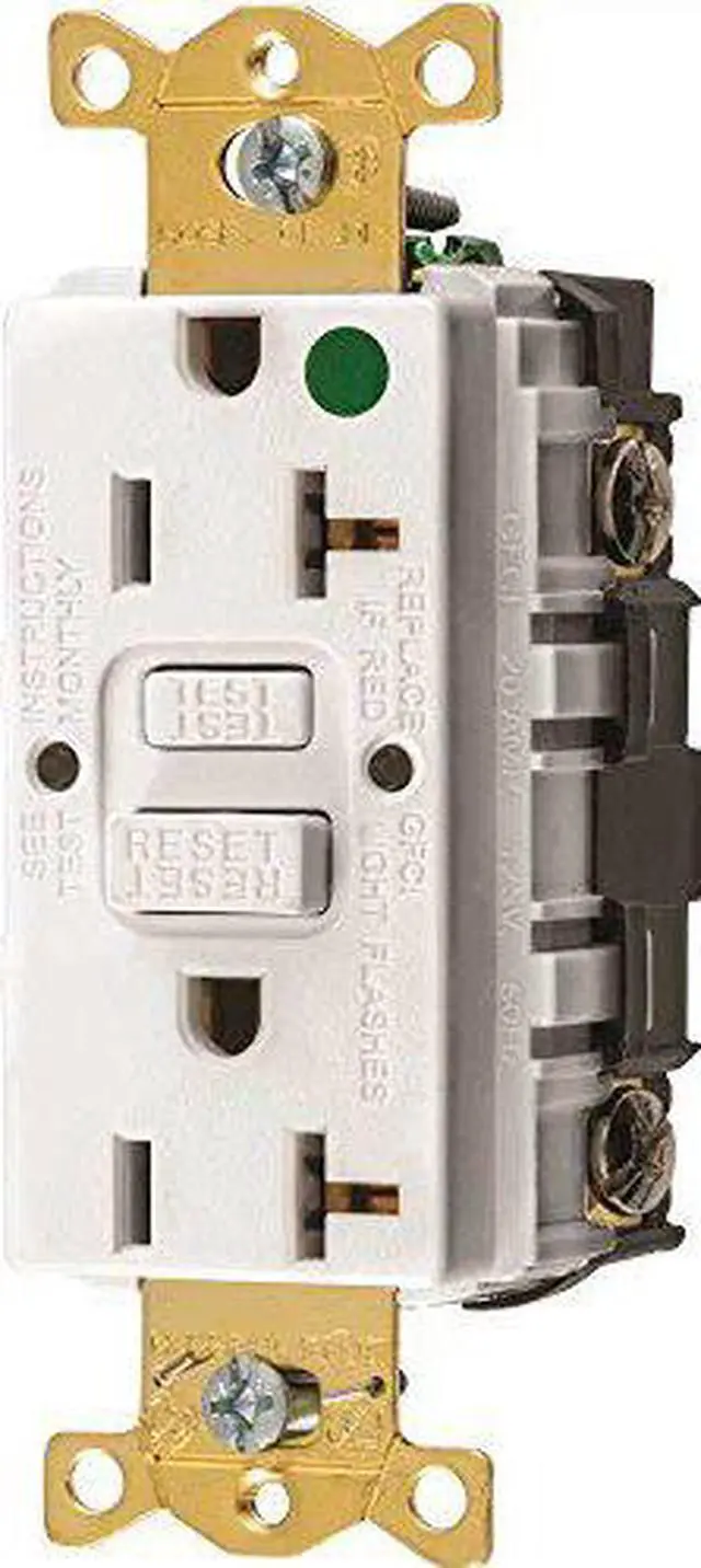 Alt view image 3 of 3 - HUBBELL WIRING DEVICE-KELLEMS GFR83W GFCI Receptacle, 20A, 125VAC, 5-20R, White