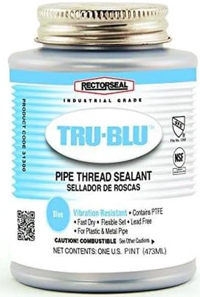 Alt view image 6 of 11 - RectorSeal 31431 Tru-Blu Blue Vibration Resistant Pipe Thread Sealant, 1 Pint Brush Top Can