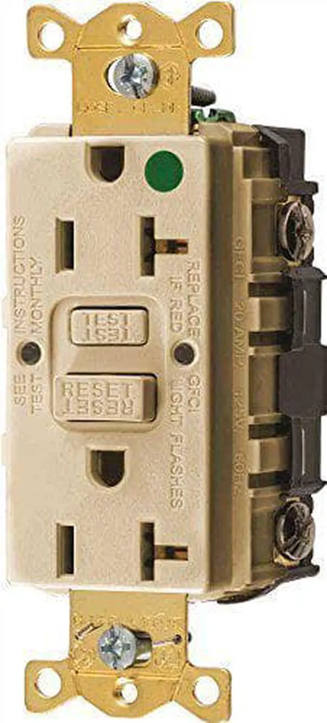 Alt view image 2 of 3 - HUBBELL WIRING DEVICE-KELLEMS GFR83I GFCI Receptacle, 20A, 125VAC, 5-20R, Ivory