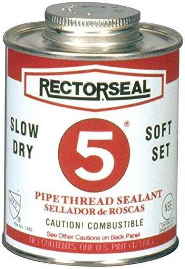 Alt view image 5 of 9 - RectorSeal 25300 No. 5 Yellow Multi-Purpose Premium Pipe Thread Sealant, 1 qt Brush Top Can