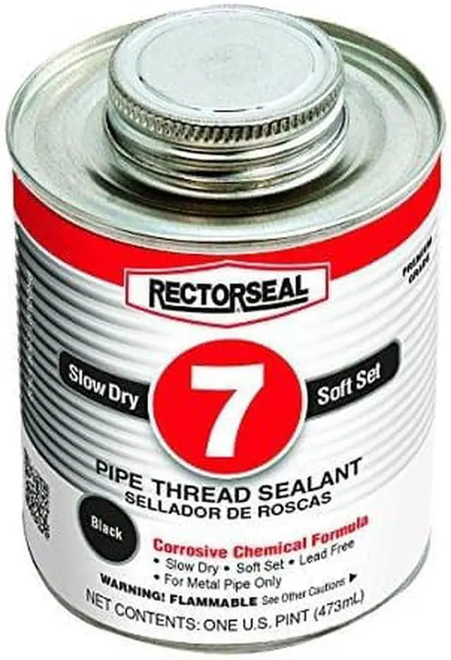 Alt view image 2 of 4 - RECTORSEAL 17432 Pipe Thread Sealant 16 fl oz, Brush-Top Can, No. 7, Black,