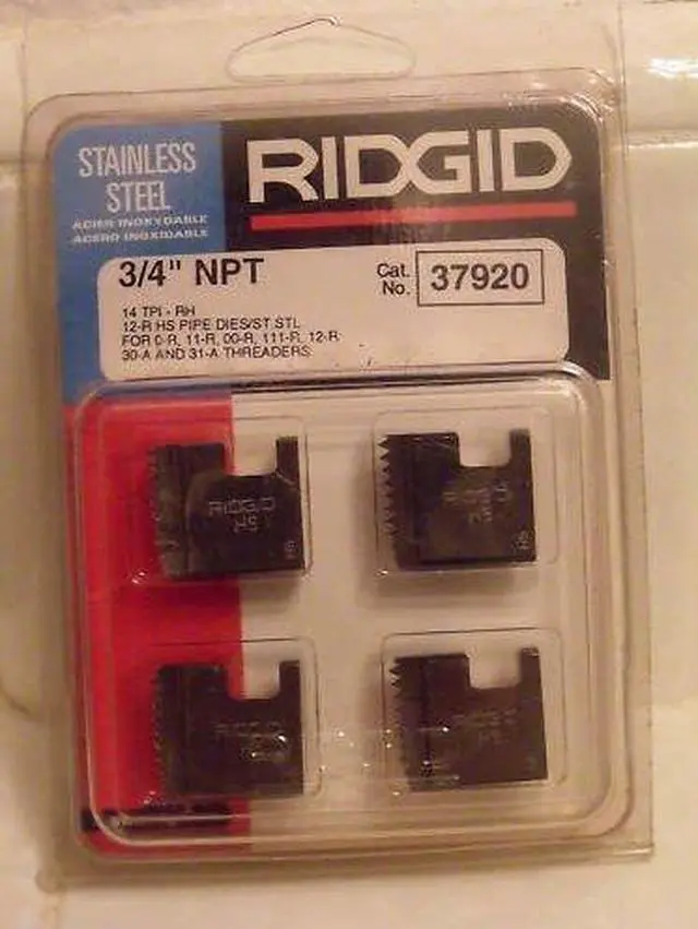 Alt view image 4 of 5 - RIDGID 37920 Pipe Thread Die,3/4 In,For SS,4 Pc