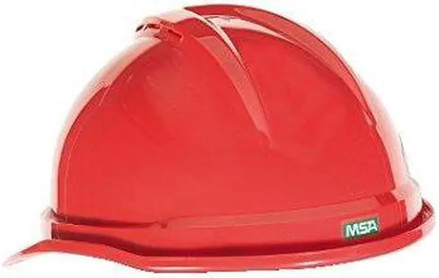 Alt view image 4 of 7 - MSA 10034031 V-Gard Hard Hat,FrtBrim,Slotted,6Rtcht,Red