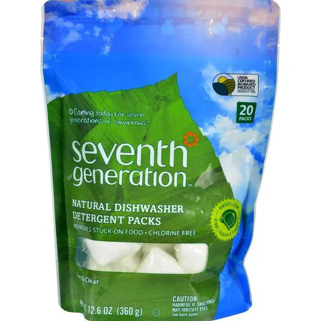 Alt view image 14 of 17 - Seventh Generation 22818PK Natural Dishwasher Detergent Concentrated Packs, Free & Clear, 20 Packets/Pack, 1 Pack