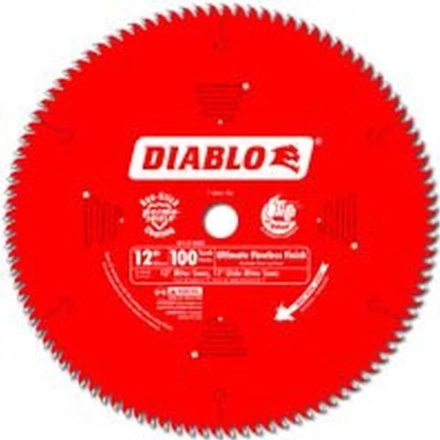 Alt view image 6 of 7 - Diablo 12 In. 100-Tooth Flawless Finish Circular Saw Blade D12100X
