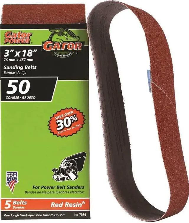 Alt view image 3 of 3 - Ali Industries 7034 3X18-Inch 50-Grit Aluminum Oxide Belt 5-Pack Aluminum Oxide