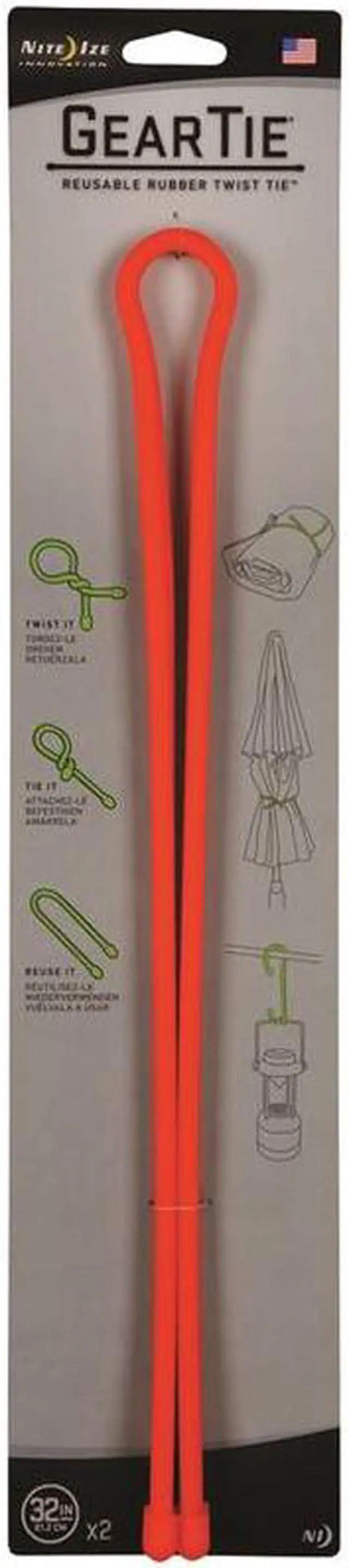 Main image of NITE IZE GT32-2PK-31 32" L, 13/32" W, Bright Orange Plastic Gear Tie, PK 2