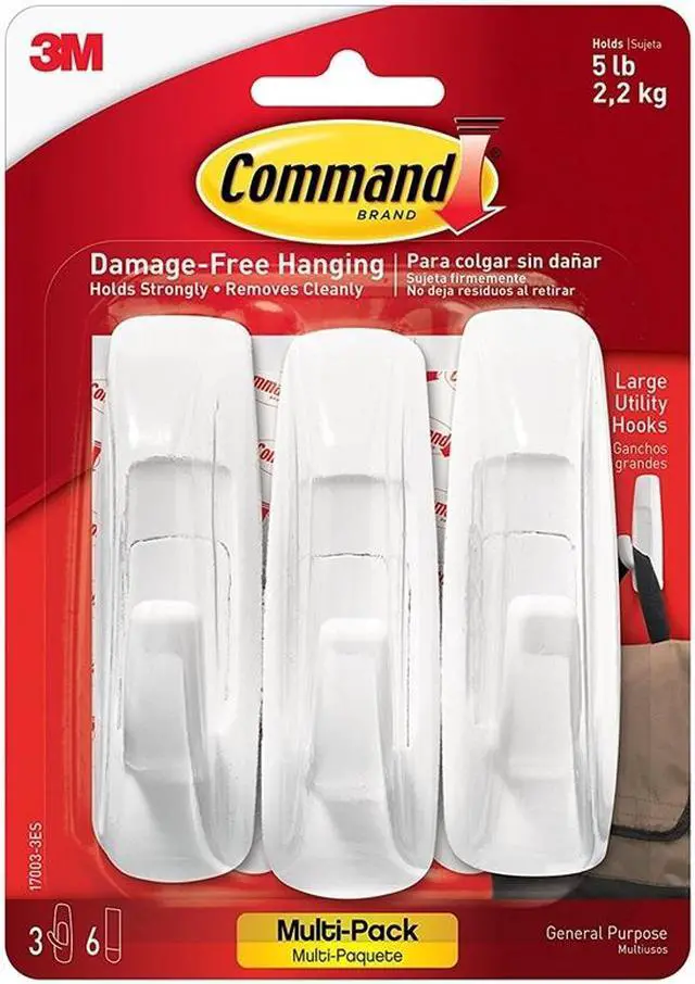Alt view image 2 of 13 - 3M 17003-VP-3PK Command Large Hooks Value Pack 3 hooks, 6 strips