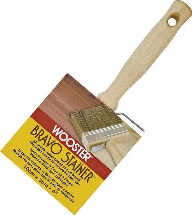 Main image of WOOSTER F5119-4 4" Flat Sash Paint Brush, Polyester Bristle, Threaded Hardwood