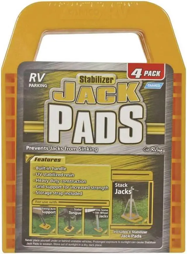 Alt view image 7 of 16 - Camco Interlocking w/Built-in Handle RV Stabilizer Jack Pads, (4-Pack) 44595