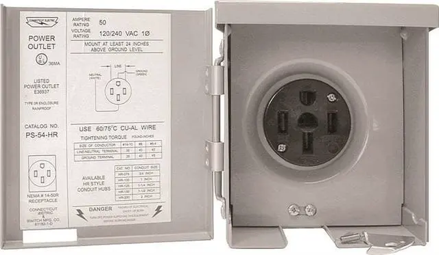 Alt view image 3 of 4 - Pnl Out Pwr 120/240V 30A Connecticut Electric Panel Box Accessories PS-54-HR
