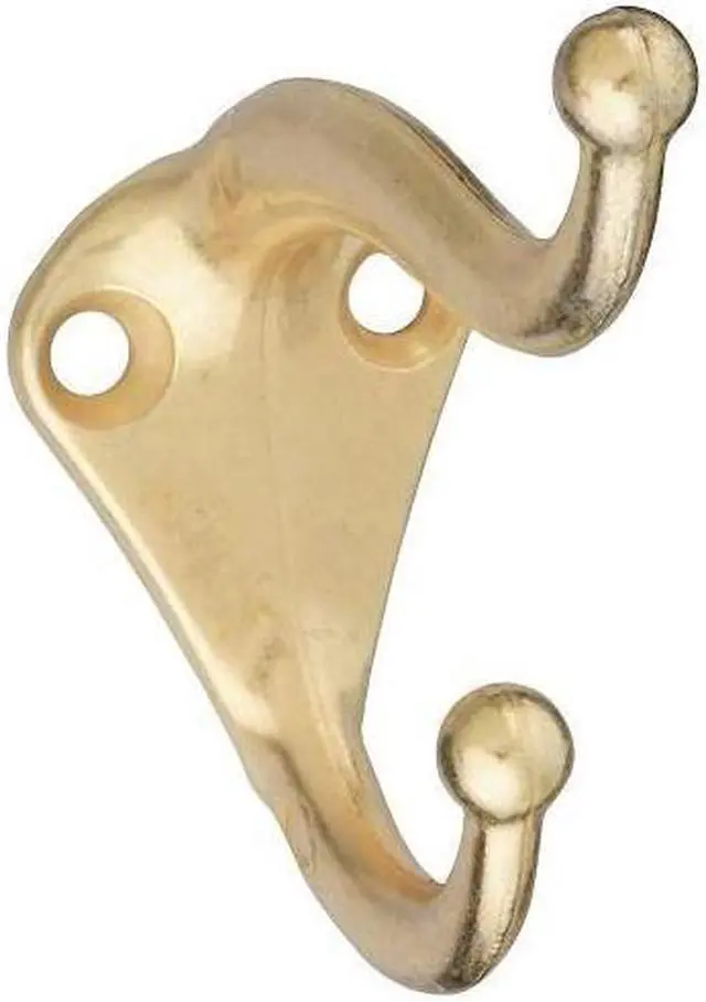 Alt view image 2 of 2 - National, N154-575, 2 Pack, Bright Brass Finish, Coat & Hat Hook