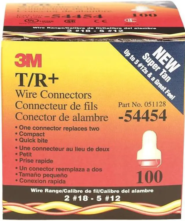 Main image of 3M - T/R+BOX - Wire-Connector - T/R - Tan With Red Skirt - Wire Connector - (Box of 100)