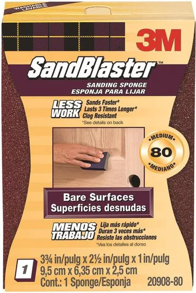 Main image of 3m 80 Grit SandBlaster Bare Surface Sanding Sponge Block 20908-80
