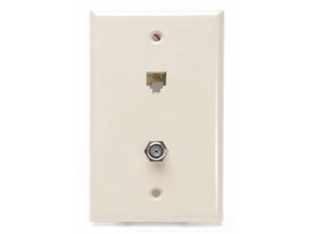 Alt view image 5 of 6 - Leviton 40259-I Ivory Combination Telephone Jack and F-Connector Wall Plate (Pack of 10)