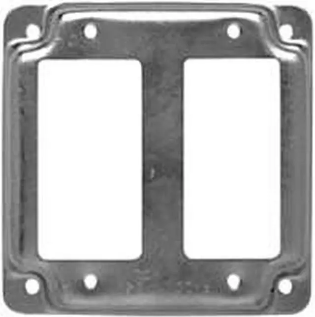 Alt view image 5 of 11 - RACO 809C Box Cover, Square Box Type, 2 Gang, Galvanized Steel, GFCI Receptacle
