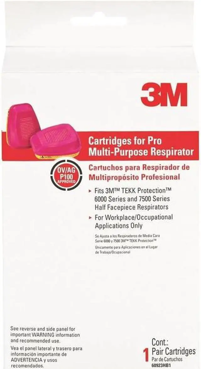 Alt view image 2 of 3 - 3M OV/AG/ P100 Multipurpose Replacement Filter Cartridge (2-Pack) 60923H1-DC