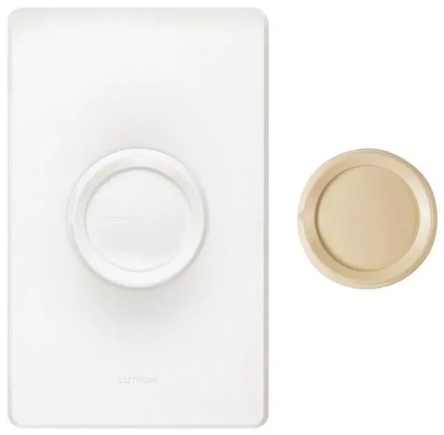 Main image of Lutron White/Ivory 600W Single-Pole Rotary Dimmer Switch D-600PH-DK