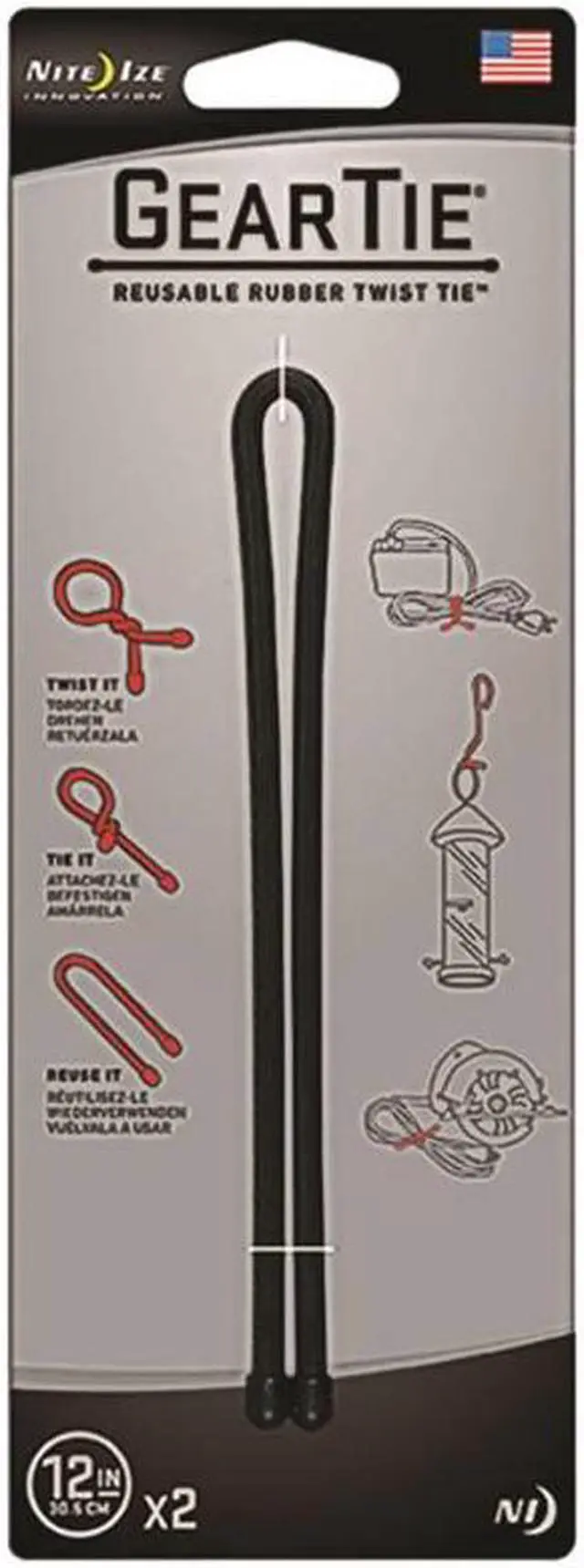 Alt view image 5 of 8 - Nite Ize GT122PK01 Gear Tie 12", 2 Pack, Black