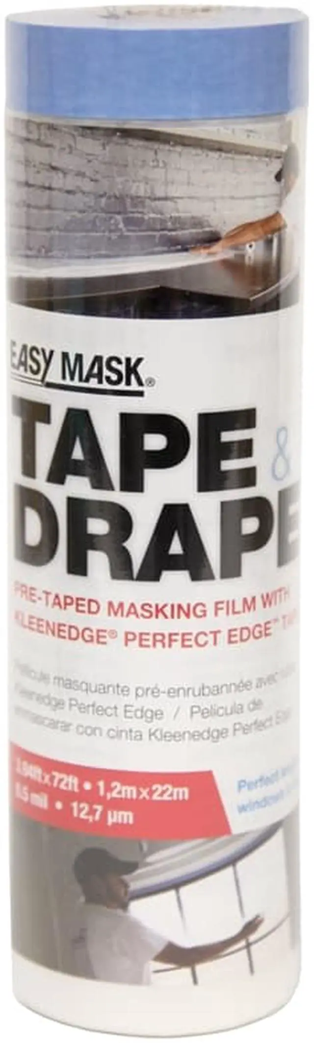 Alt view image 2 of 7 - Trimaco Tape & Drape Pre-Taped Plastic 4 Ft. x 75 Ft. 1/2 mil Drop Cloth 949560