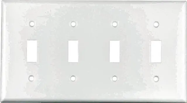 Main image of Cooper Wiring Devices 2154W 4-Gang Toggle Switch Wall Plate, Standard Size, Thermoset Plastic, White