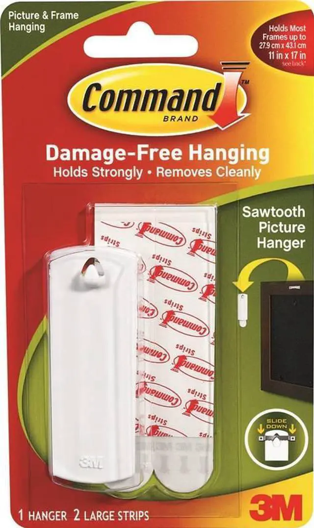 Alt view image 13 of 20 - 3M 17040 Command Sawtooth Picture Hanger 1 hook, 2 strips