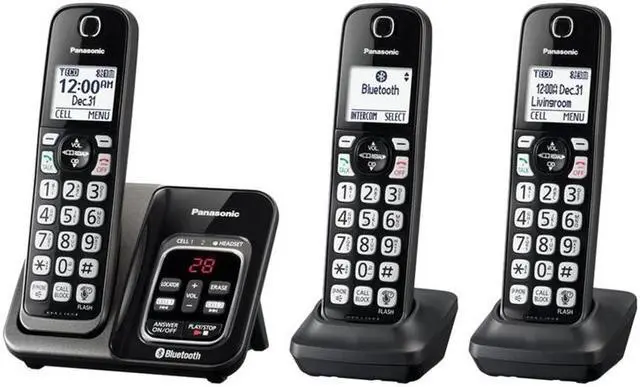 Alt view image 11 of 17 - Panasonic - KX-TGD563M - Panasonic Link2Cell KX-TGD563M Bluetooth/DECT 6.0 1.93 MHz Cordless Phone - Metallic Black -