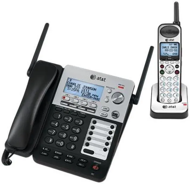 Alt view image 3 of 5 - AT&T ATTSB67138 Corded- Cordless Phone, 4- Line, Dect 6.0, Caller ID, BK- SR
