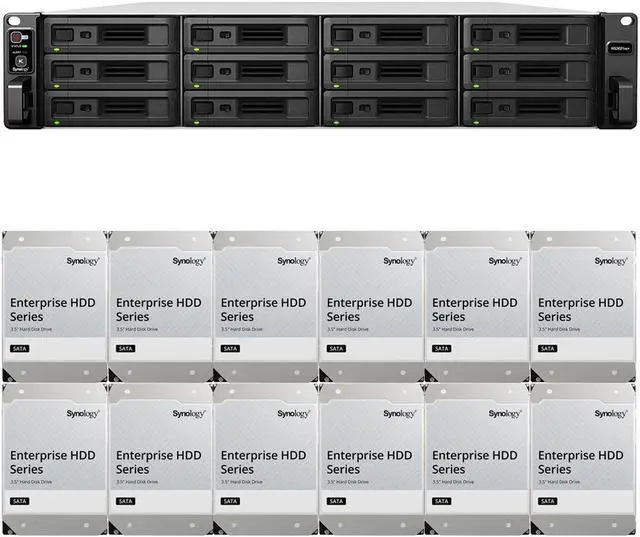 Main image of Synology RS3621xs+ 12-Bay NAS with 8GB RAM and 48TB (12 x 4TB) of Synology Enterprise Drives Fully Assembled and Tested By CustomTechSales