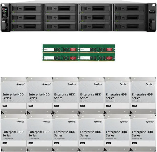 Main image of Synology RS3621RPxs 12-Bay NAS with 64GB RAM and 48TB (12 x 4TB) of Synology Enterprise Drives Fully Assembled and Tested By CustomTechSales