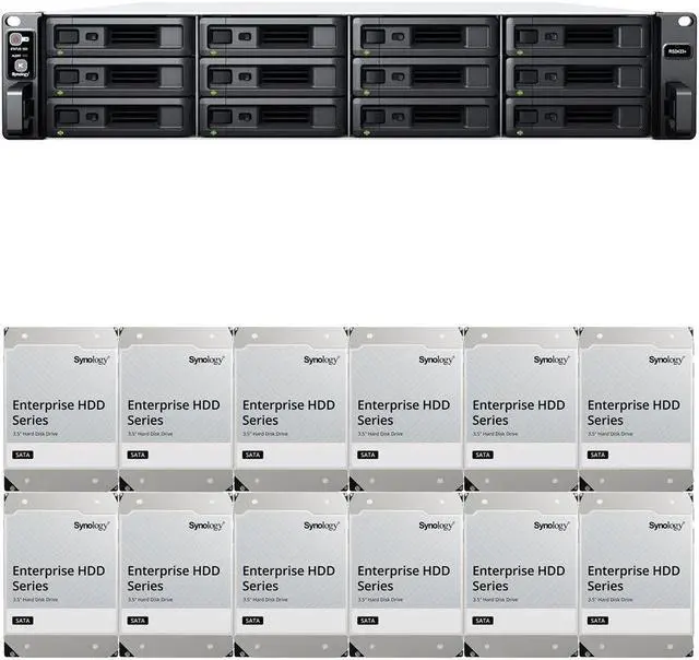 Main image of Synology RS2423+ 12-Bay NAS with 8GB RAM and 192TB (12 x 16TB) of Synology Enterprise Drives Fully Assembled and Tested By CustomTechSales