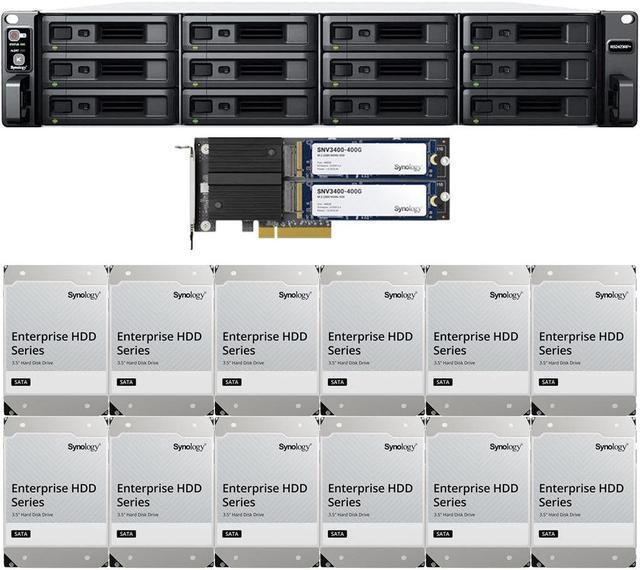 Main image of Synology RS2423RP+ 12-Bay NAS with 8GB RAM and 48TB (12 x 4TB) of Synology Enterprise Drives and 800GB (2 x 400GB) Cache Fully Assembled and Tested By CustomTechSales