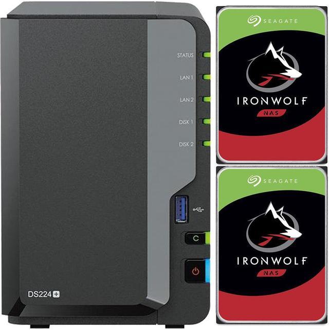 Synology DS224+ 2-Bay NAS with 2GB RAM and 12TB (2 x 6TB) of Seagate  Ironwolf NAS Drives Fully Assembled and Tested By CustomTechSales