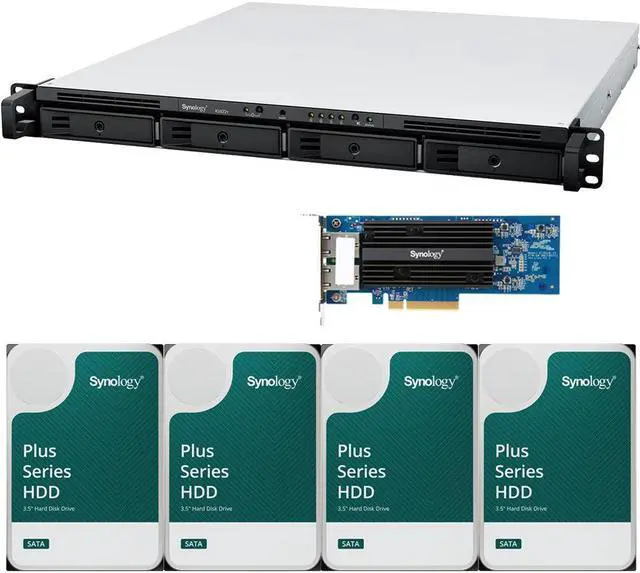 Main image of Synology RS822+ AMD Ryzen V1500B 4-Bay NAS 2GB RAM, E10G18-T2 10GbE Adapter, 16TB (4 x 4TB) of Synology Plus NAS Drives Fully Assembled and Tested By CustomTechSales