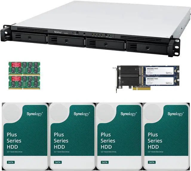 Main image of Synology RS822+ AMD Ryzen V1500B 4-Bay NAS 8GB RAM, 800GB (2x400GB) Cache, 16TB (4 x 4TB) of Synology Plus NAS Drives Fully Assembled and Tested By CustomTechSales