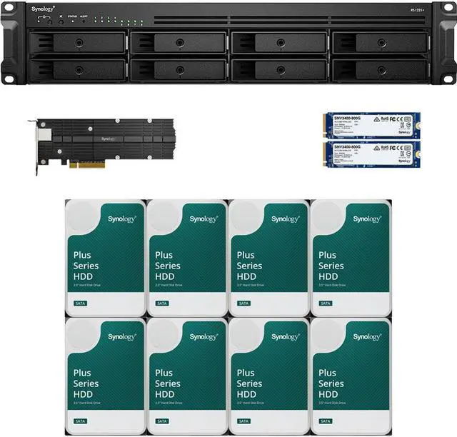 Main image of Synology RS1221+ RackStation with 4GB RAM, 1.6TB (2x800GB) Synology Cache 10GbE and 64TB (8 x 8TB) of Synology Plus NAS Drives Fully Assembled and Tested By CustomTechSales