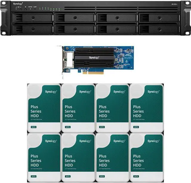 Main image of Synology RS1221+ RackStation with 4GB RAM, E10G18-T2 10GbE Adapter and 32TB (8 x 4TB) of Synology Plus NAS Drives Fully Assembled and Tested By CustomTechSales