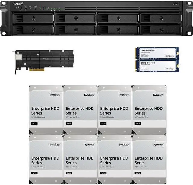 Main image of Synology RS1221+ RackStation with 4GB RAM, 800GB (2x400GB) Synology Cache and 32TB (8 x 4TB) of Synology Enterprise Drives Fully Assembled and Tested By CustomTechSales