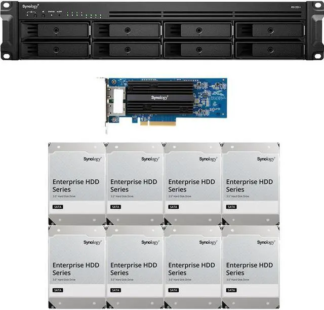 Main image of Synology RS1221+ RackStation with 4GB RAM, E10G18-T2 10GbE Adapter and 64TB (8 x 8TB) of Synology Enterprise Drives Fully Assembled and Tested By CustomTechSales
