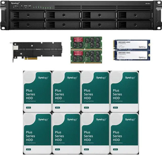 Main image of Synology RS1221+ RackStation with 8GB RAM, 800GB (2x400GB) Synology Cache and 32TB (8 x 4TB) of Synology Plus NAS Drives Fully Assembled and Tested By CustomTechSales