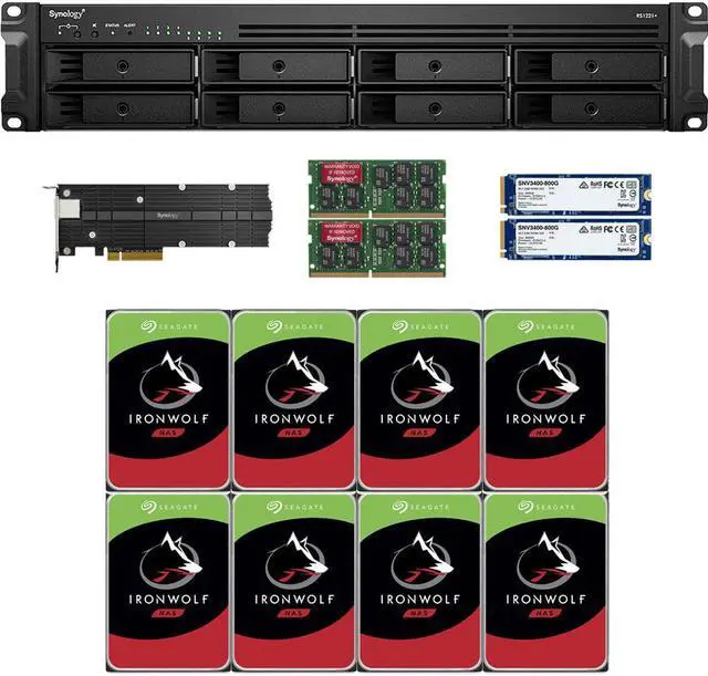 Main image of Synology RS1221+ RackStation with 16GB RAM, 1.6TB (2x800GB) Synology Cache and 32TB (8 x 4TB) of Seagate Ironwolf NAS Drives Fully Assembled and Tested By CustomTechSales