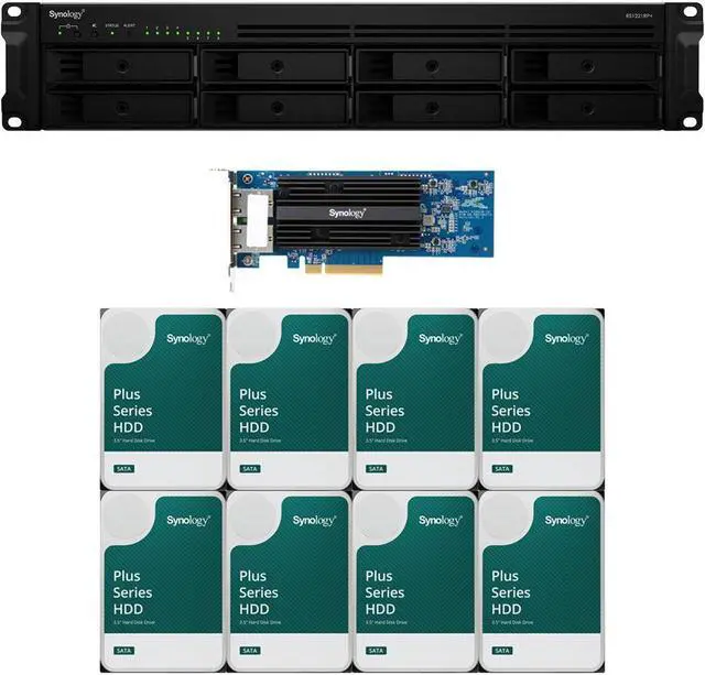 Main image of Synology RS1221RP+ RackStation with 4GB RAM, E10G18-T2 10GbE Adapter and 32TB (8 x 4TB) of Synology Plus NAS Drives Fully Assembled and Tested By CustomTechSales