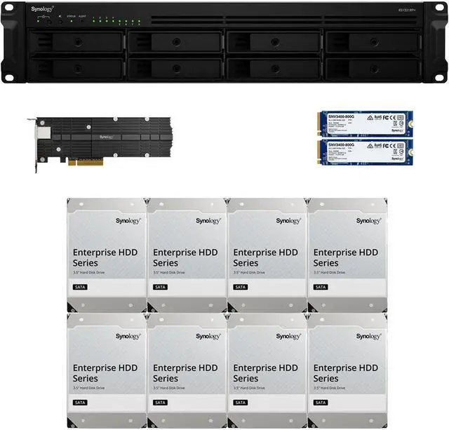 Main image of Synology RS1221RP+ RackStation with 4GB RAM, 1.6TB (2x800GB) Synology Cache and 32TB (8 x 4TB) of Synology Enterprise Drives Fully Assembled and Tested By CustomTechSales
