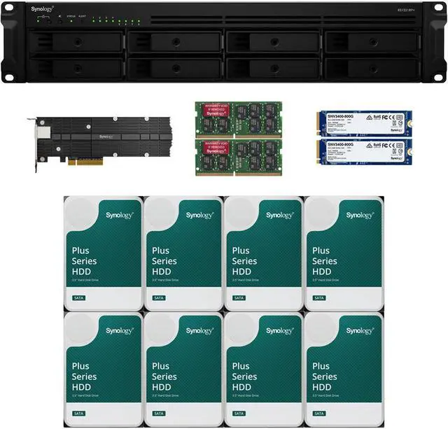 Main image of Synology RS1221RP+ RackStation with 8GB RAM, 1.6TB (2x800GB) Synology Cache and 32TB (8 x 4TB) of Synology Plus NAS Drives Fully Assembled and Tested By CustomTechSales