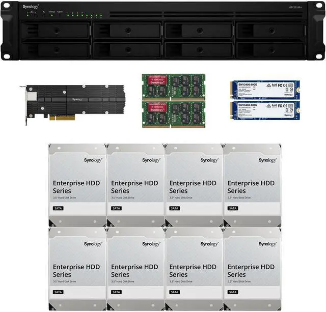 Main image of Synology RS1221RP+ RackStation with 16GB RAM, 1.6TB (2x800GB) Synology Cache and 32TB (8 x 4TB) of Synology Enterprise Drives Fully Assembled and Tested By CustomTechSales
