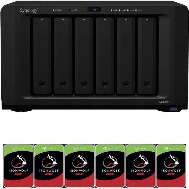 Main image of Synology DS1621+ 6-Bay NAS with 4GB RAM and 24TB (6 x 4TB) of Seagate Ironwolf NAS Drives Fully Assembled and Tested By CustomTechSales