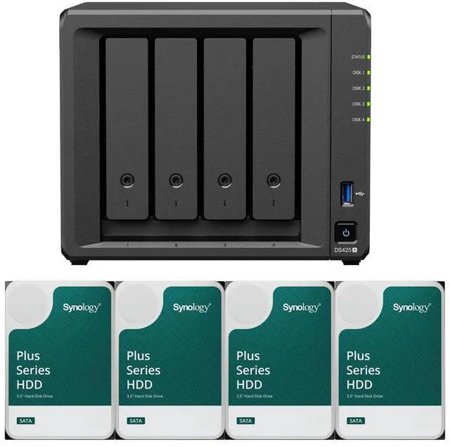 Main image of Synology DS425+ Intel 4-Bay NAS with 2GB RAM and 48TB (4 x 12TB) of Synology Plus Drives Fully Assembled and Tested By CustomTechSales