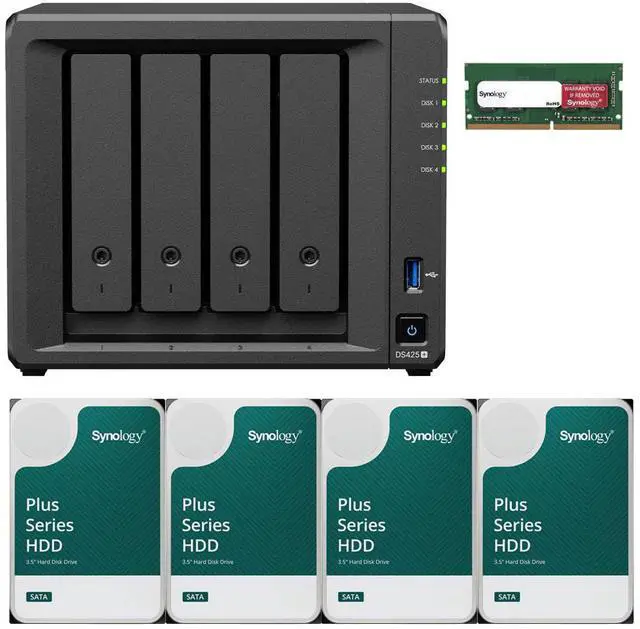 Main image of Synology DS425+ Intel 4-Bay NAS with 6GB RAM and 8TB (4 x 2TB) of Synology Plus Drives Fully Assembled and Tested By CustomTechSales