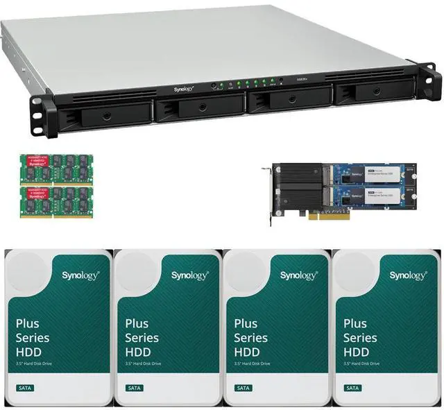 Main image of Synology RS826+ AMD Ryzen V1500B 4-Bay NAS 8GB RAM, 3.2TB(2x1.6TB) Cache, and 80TB (4 x 20TB) of Synology Plus NAS Drives Fully Assembled and Tested By CustomTechSales