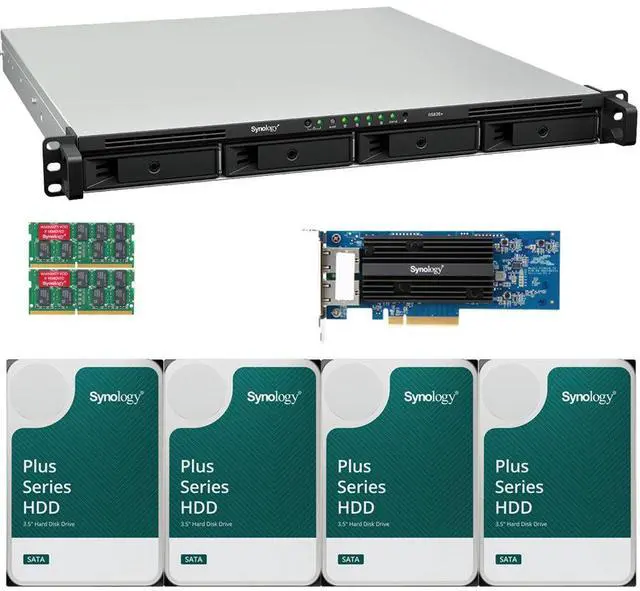 Main image of Synology RS826+ AMD Ryzen V1500B 4-Bay NAS 8GB RAM, a 2-Port 25GbE Adapter, and 16TB (4 x 4TB) of Synology Plus NAS Drives Fully Assembled and Tested By CustomTechSales